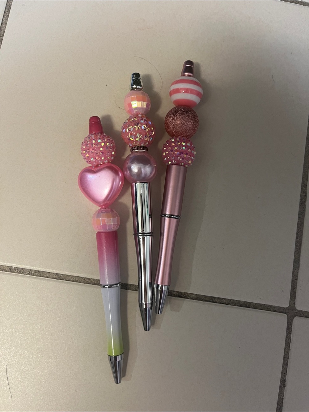 Pink Trio of Beaded pens